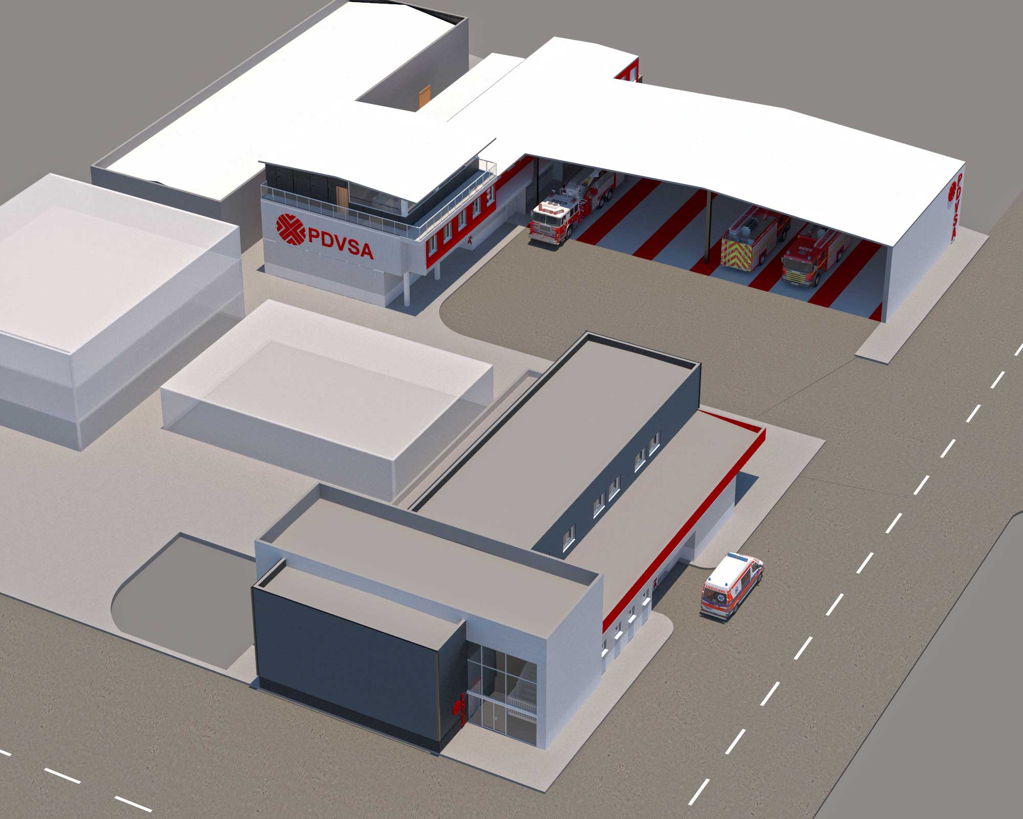 Proyecto básico y de ejecución BIM de parque de bomberos modular y prefabricado, Venezuela