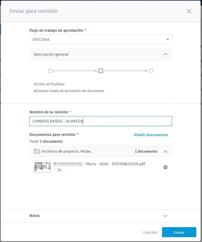 datos para enviar revisión